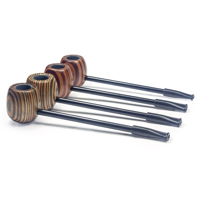 PW07W402 Resin Tobacco Pipe Filter Metal Ring Style Smoke Smoking Imitate Wooden Pipe