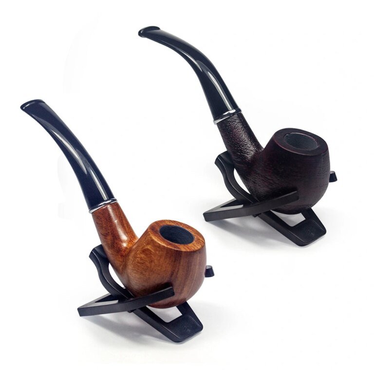 PW071011 Resin Tobacco Pipe Filter Metal Ring Style Smoke Smoking Imitate Wooden Pipe