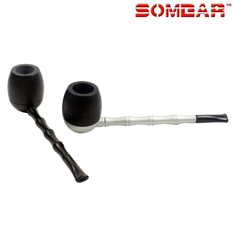 PW071010 Resin Tobacco Pipe Filter Metal Ring Style Smoke Smoking Imitate Wooden Pipe