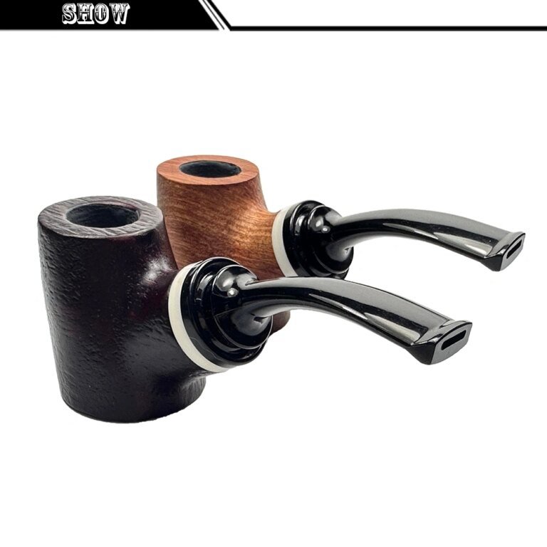 PW071009 Resin Tobacco Pipe Filter Metal Ring Style Smoke Smoking Imitate Wooden Pipe